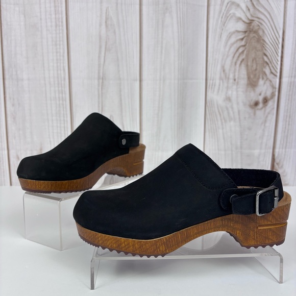 White Mountain Shoes - White Mountain Being Leather Platform Slingback Clogs Mules Adjustable Strap 7.5